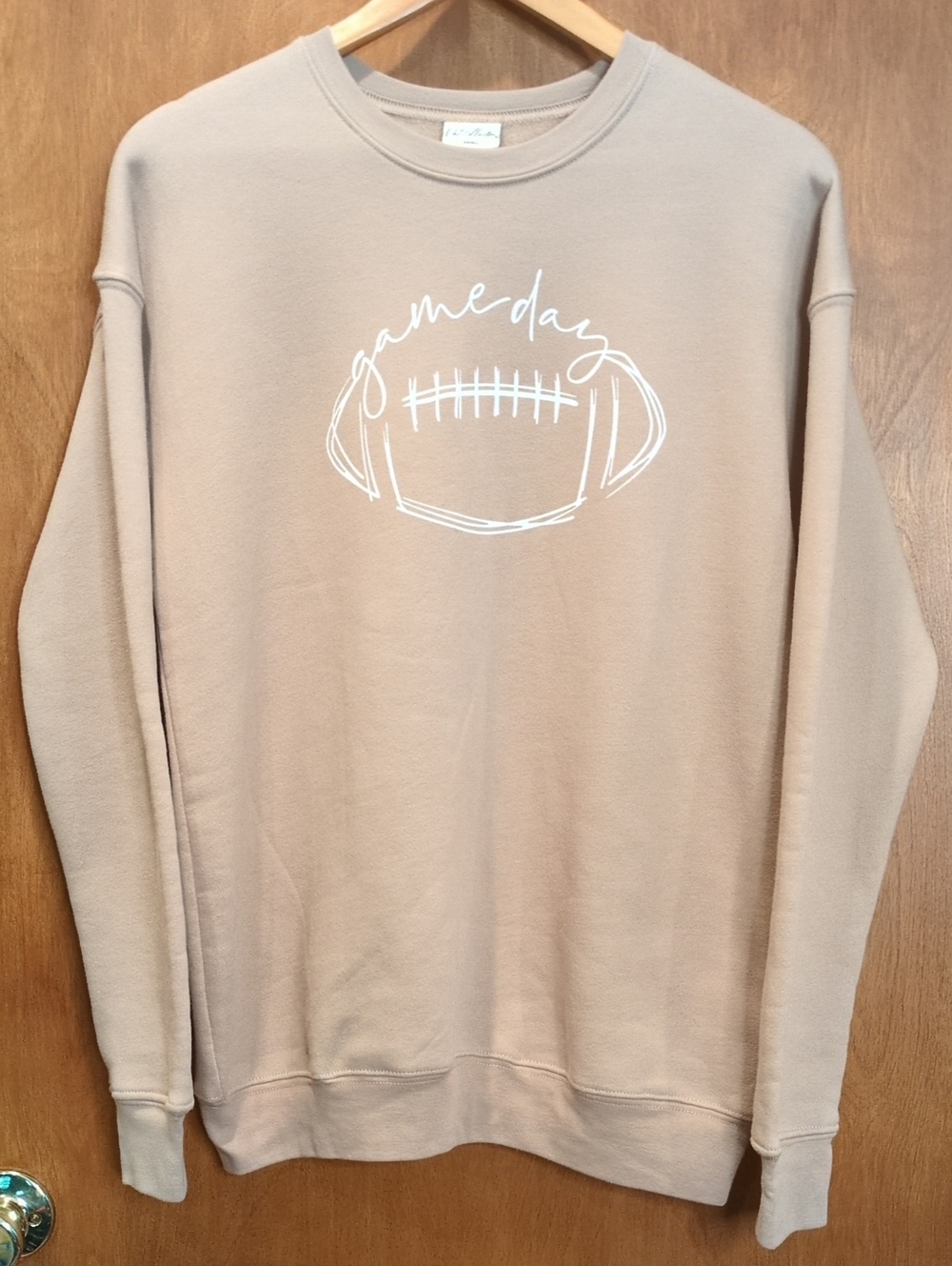 Oat Collective Game Day Football Graphic Crewneck Sweatshirt In Beige Size S
